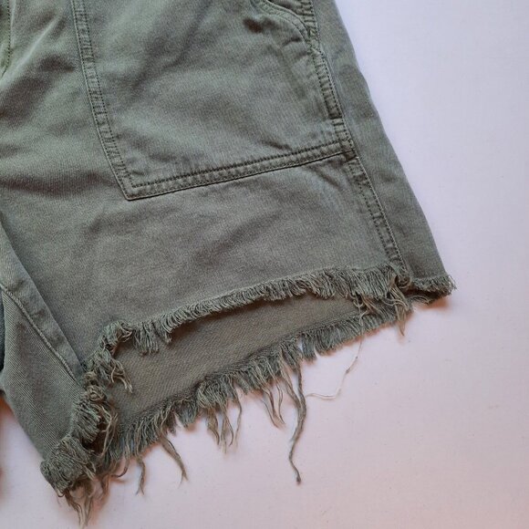 Aerie Shorts Womens Medium Green High Rise Utility Cutoff Military Boho Gorpcore - Picture 2 of 9